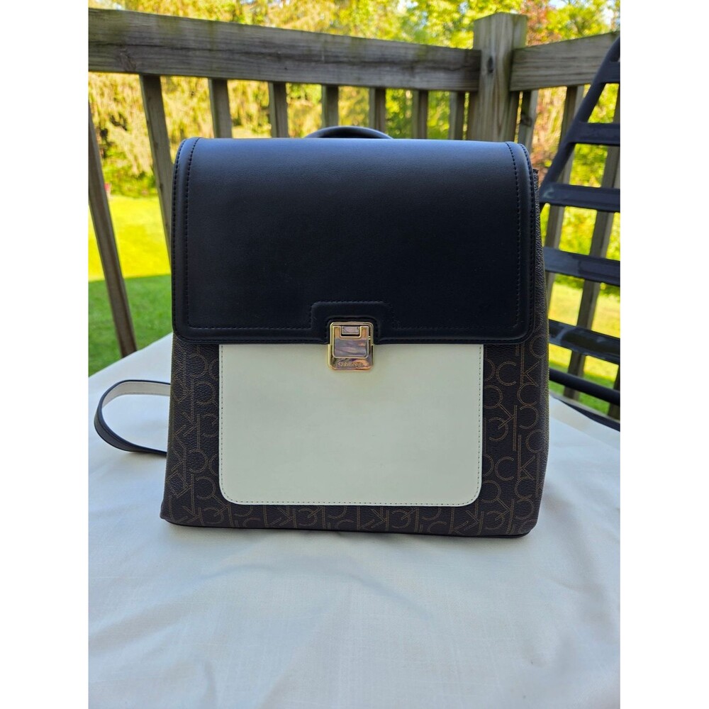 Calvin Klein Black, Brown & Cream Logo Backpack